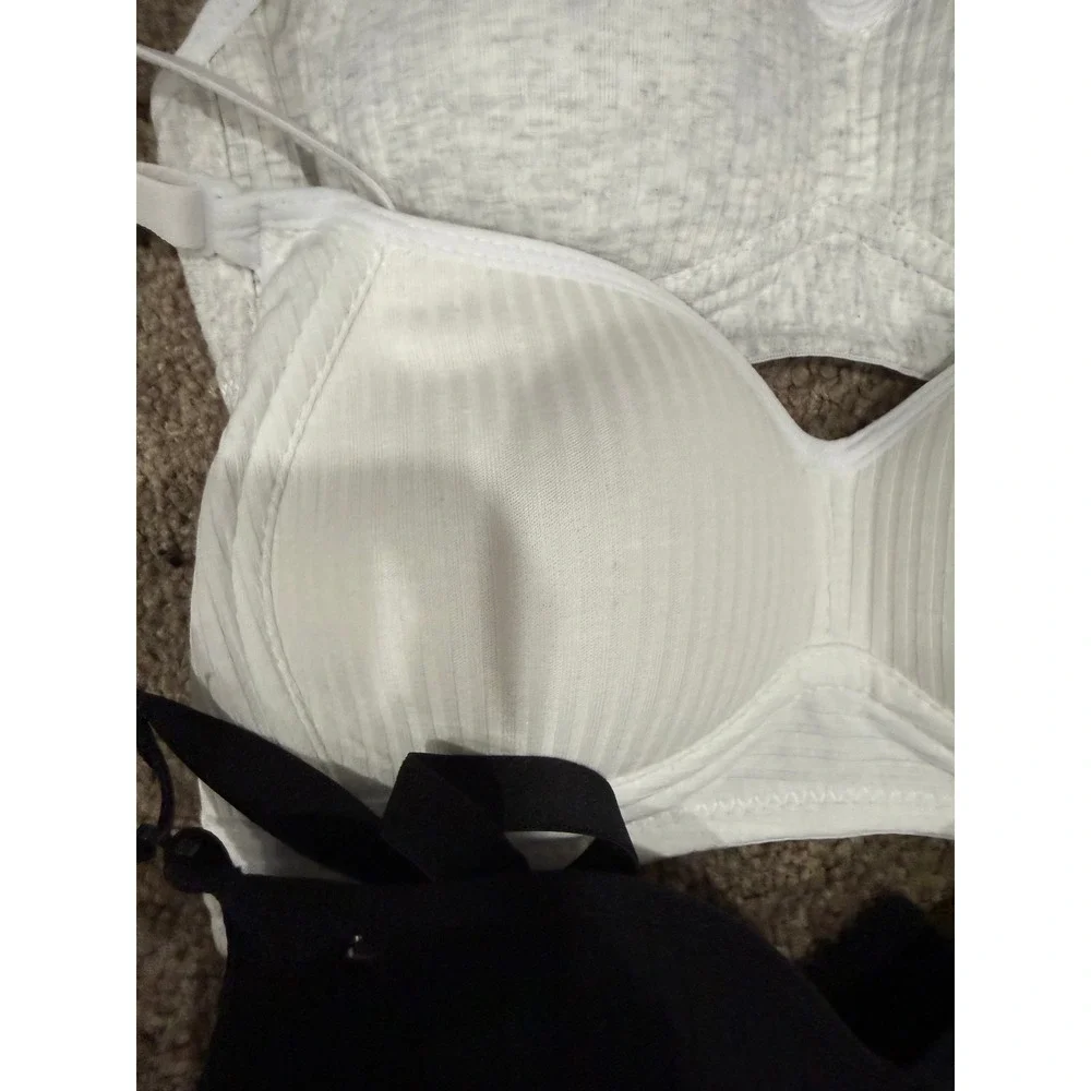 YESLAU Teens Girls Training Bra 3 Pack Black White Light Gray Ribbed Sz 32 Tween
